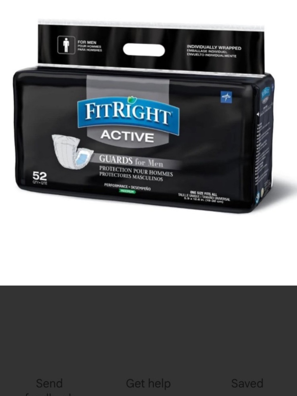 FITRIGHT Active Guards For Men Performance Maximum - 52 Count NWT